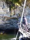 About to collect forest-filtered water from an overhang in the Hall Arm of Doubtful Sound, Nov 2015